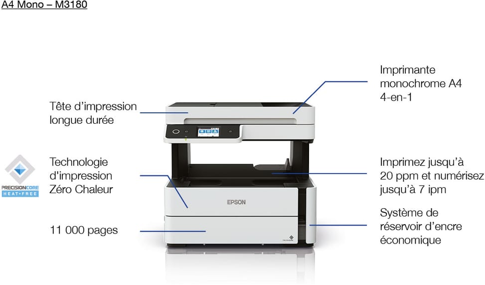 Epson EcoTank M3180 – Imprimante multifonction monochrome à réservoirs rechargeables (C11CG93404) — image 4