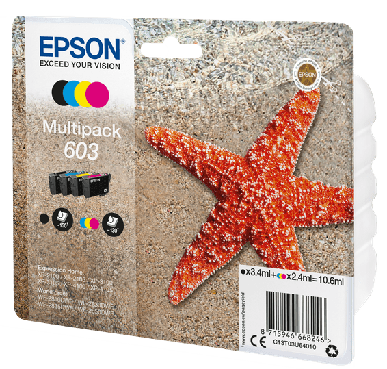 Epson 603 – Multipack d’encres 4 couleurs (C13T03U64020)