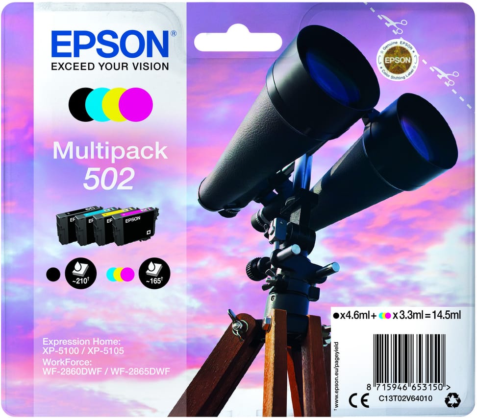 Epson 502 – Multipack d'encres 4 couleurs (C13T02V64020) — image 2