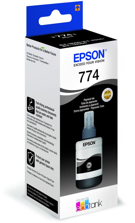Epson 774 – Bouteille d’encre pigmentaire noire EcoTank (C13T774140)