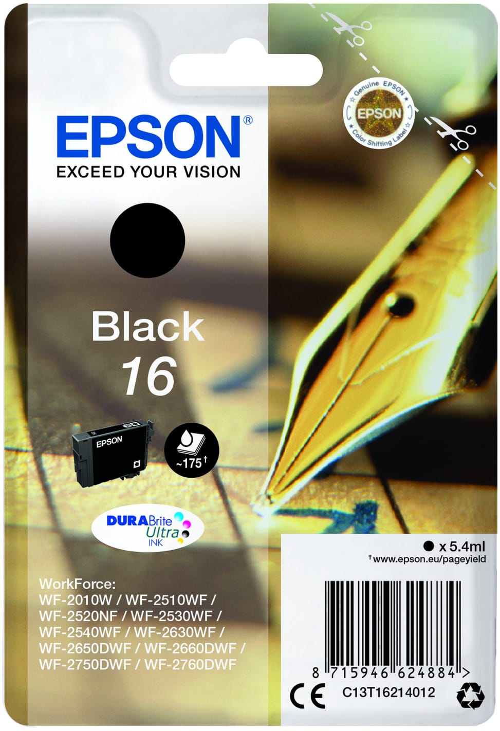 Epson Singlepack Black 16 DURABrite Ultra Ink – Cartouche d'encre noire (C13T16214022) — image 3