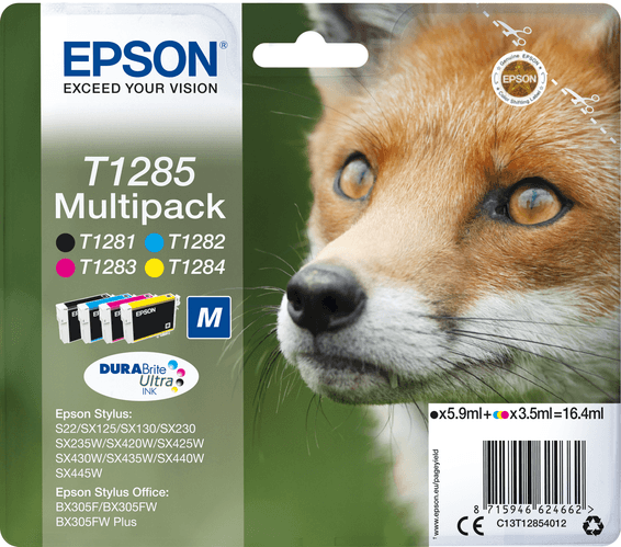 Epson T1285 – Encre DURABrite Ultra multipack 4 couleurs (C13T12854012)