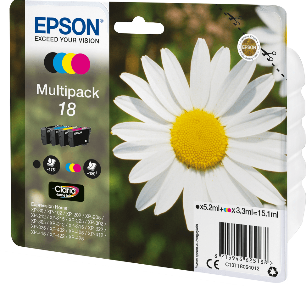 Epson Claria Home multipack 4 couleurs Pâquerette 18 – Kit de cartouches d’encre polyvalent (C13T18064012) — image 4