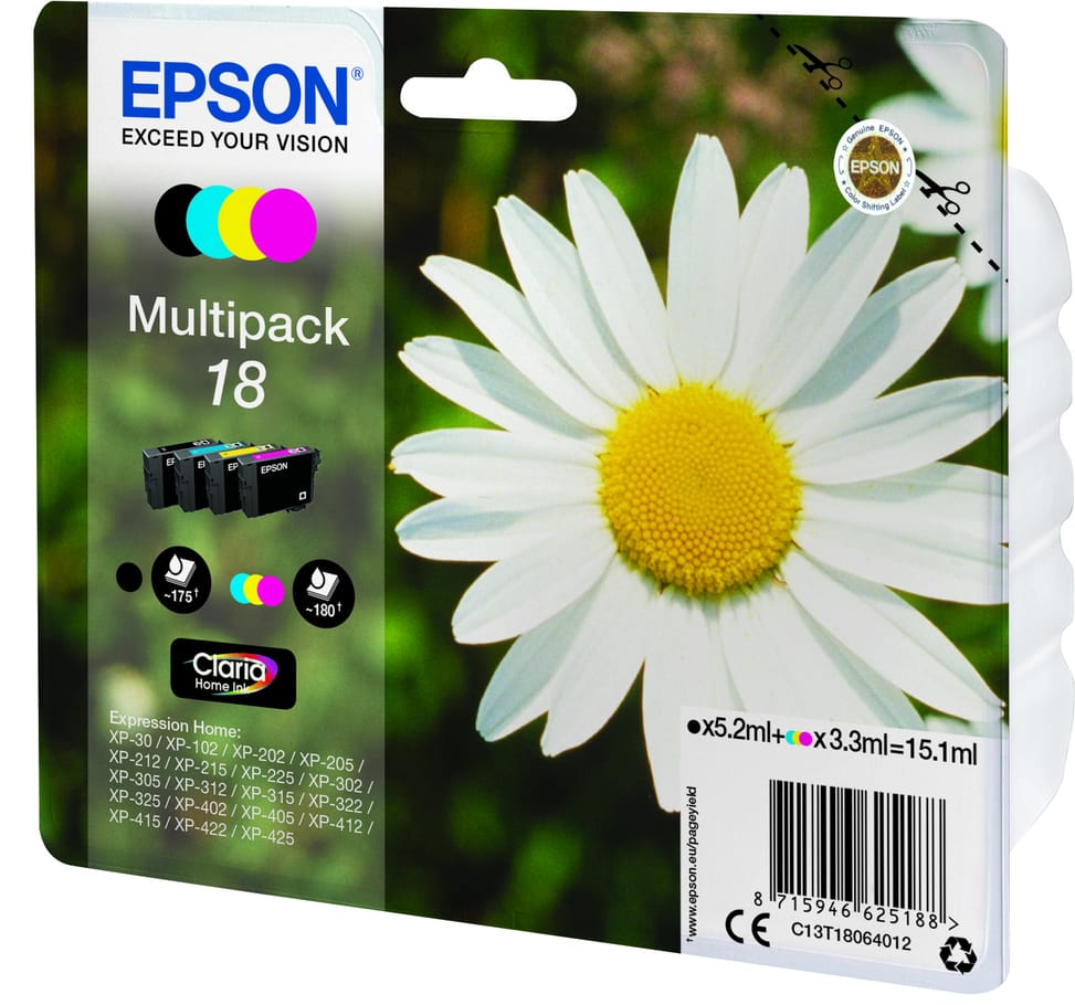 Epson Claria Home multipack 4 couleurs Pâquerette 18 – Kit de cartouches d’encre polyvalent (C13T18064012) — image 5