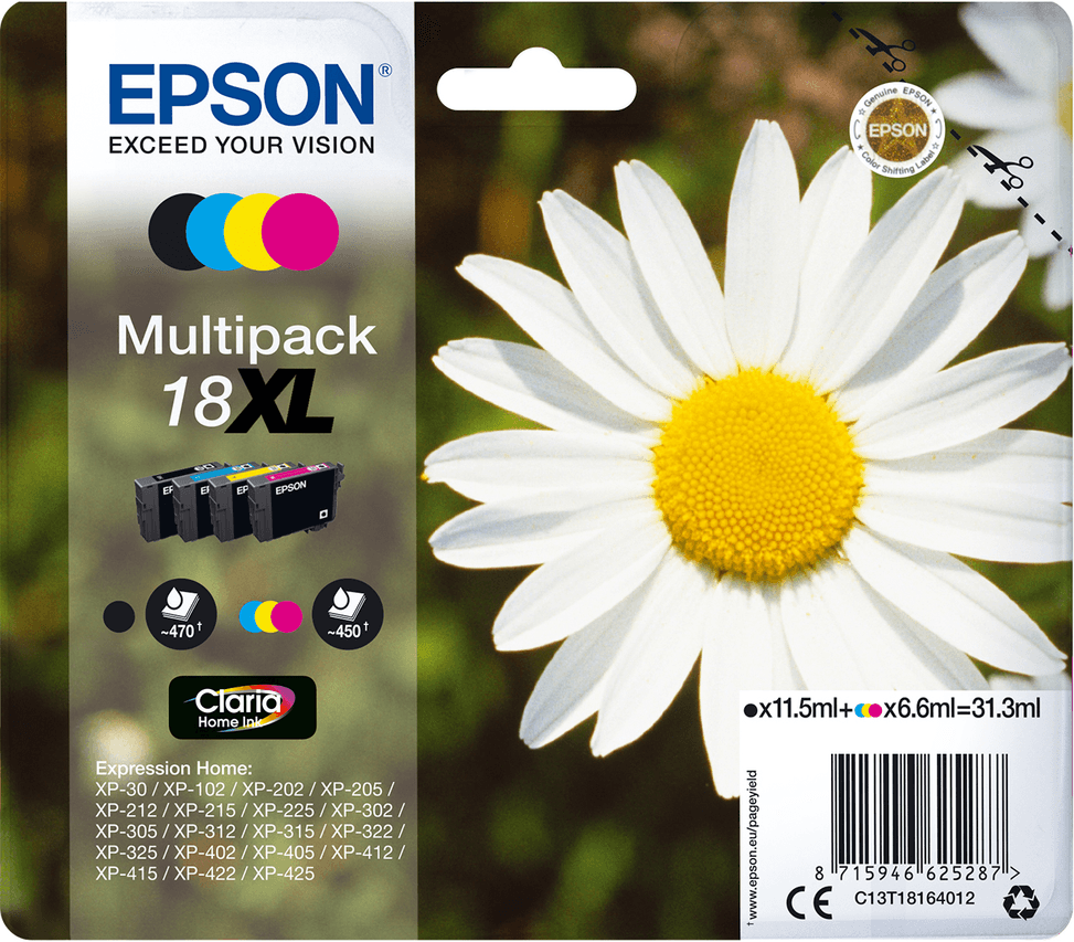 Epson Claria Home multipack 4 couleurs Pâquerette 18 – Kit de cartouches d’encre polyvalent (C13T18064012) — image 7