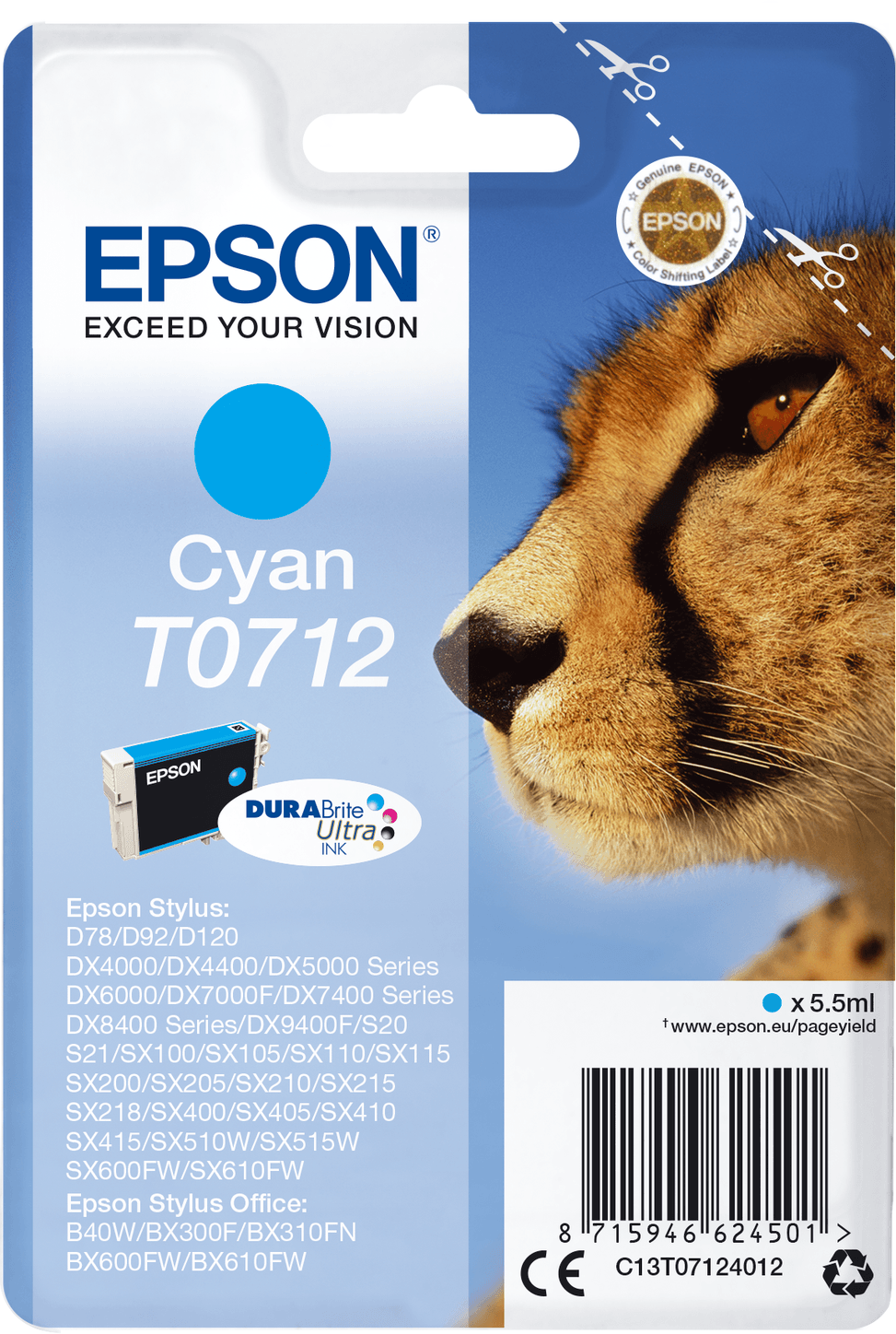 Epson T0712 – Cartouche d'encre cyan DURABrite Ultra (C13T07124022) — image 4