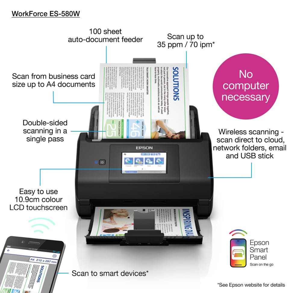 Epson WorkForce ES-580W – Scanner A4 recto verso hautes performances (B11B258401BA) — image 4