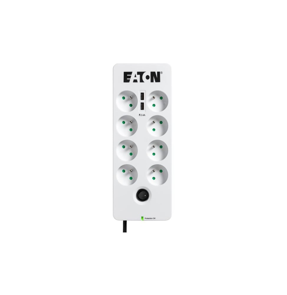 Multiprise parasurtenseur Eaton Boîtier de Protection PB8TUF 8 prises avec 2 portes de téléphone
