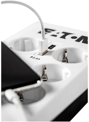 Multiprise parasurtenseur Eaton Boîtier de Protection PB8TUF 8 prises avec 2 portes de téléphone — image 4