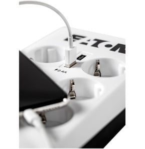 Multiprise parasurtenseur Eaton Boîtier de Protection PB8TUF 8 prises avec 2 portes de téléphone