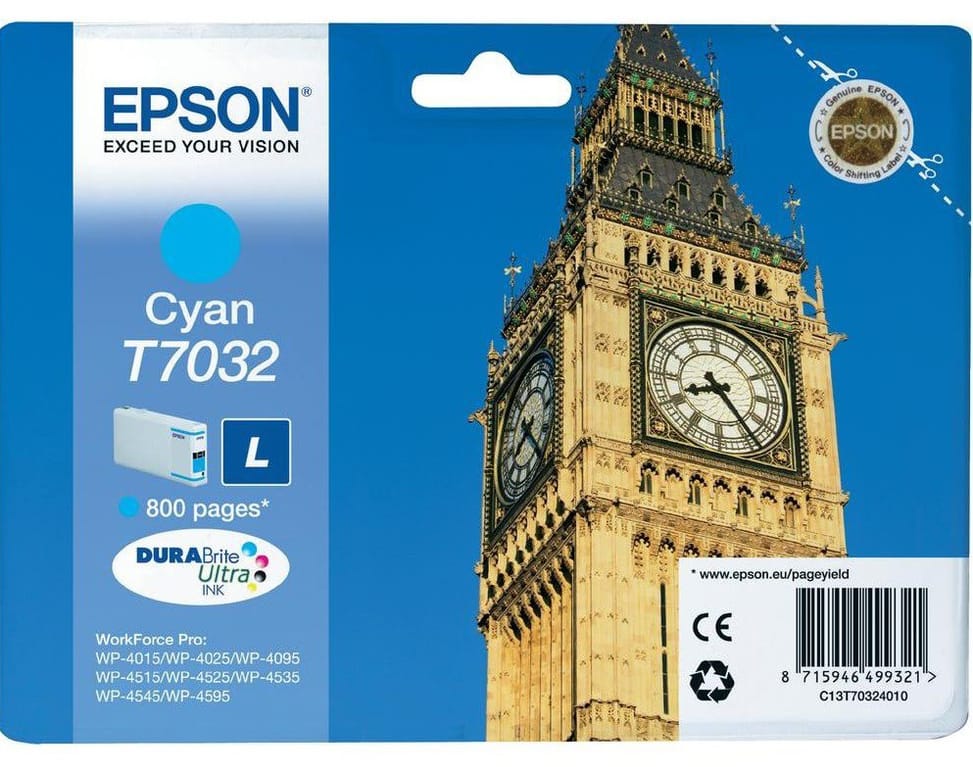 Cartouche Epson Big Ben d'encre cyan (C13T70324010)
