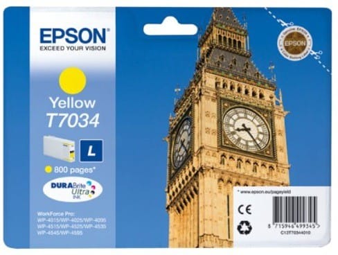 Epson T7034 Jaune - Cartouche d'encre Epson "BIG BEN" d'origine (C13T70344010)