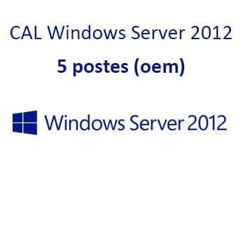 Licences d'Accès Client (CAL) x5  pour Windows Server 2012 - 64 bits