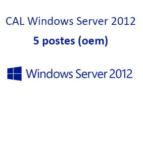 Licences d'Accès Client (CAL) x5  pour Windows Server 2012 - 64 bits