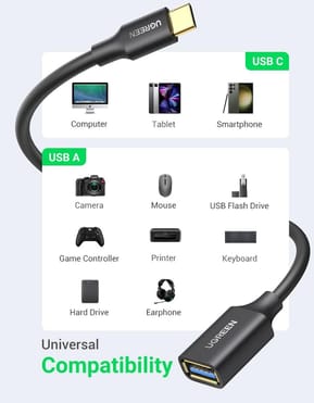 Câble Ugreen USB-C Male vers USB 3.0 A Female (30701) — image 2