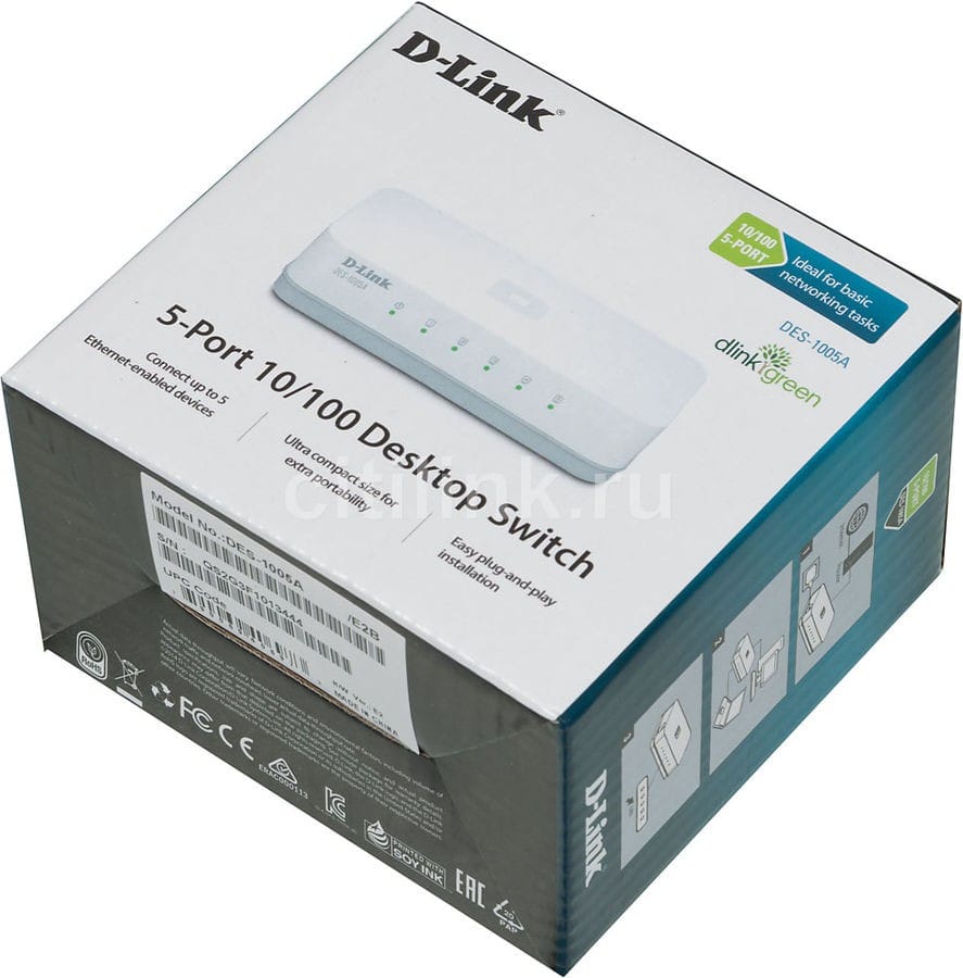 Switch Non Administrable D-Link 5-port 10/100Base-T (DES-1005A/E)