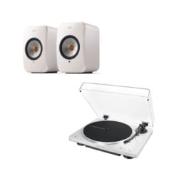 KEF LSX II Blanc + Audio-Technica AT-LP70XBT Blanc