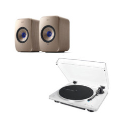KEF LSX II Soundwave by Terence Conran + Audio-Technica AT-LP70XBT Blanc