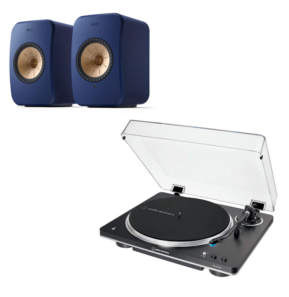 KEF LSX II Bleu Cobalt + Audio-Technica AT-LP70XBT Noir