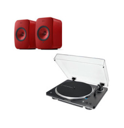 KEF LSX II Rouge + Audio-Technica AT-LP70XBT Noir