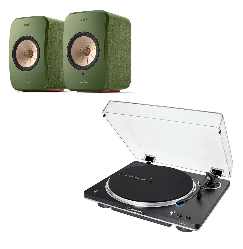 KEF LSX II Vert + Audio-Technica AT-LP70XBT Noir