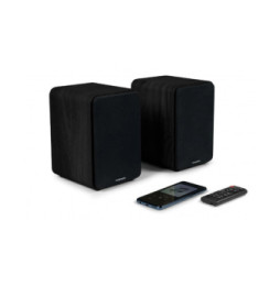 Thomson WS600DUO - Enceinte Bibliothèque Stéréo Bois Noir avec Télécommande