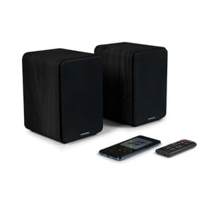 Thomson WS600DUO - Enceinte Bibliothèque Stéréo Bois Noir avec Télécommande