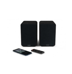 Thomson WS600DUO - Enceinte Bibliothèque Stéréo Bois Noir avec Télécommande