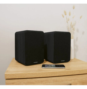 Thomson WS600DUO - Enceinte Bibliothèque Stéréo Bois Noir avec Télécommande