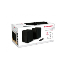 Thomson WS600DUO - Enceinte Bibliothèque Stéréo Bois Noir avec Télécommande