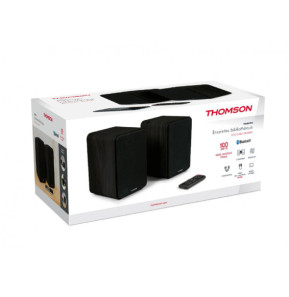 Thomson WS600DUO - Enceinte Bibliothèque Stéréo Bois Noir avec Télécommande
