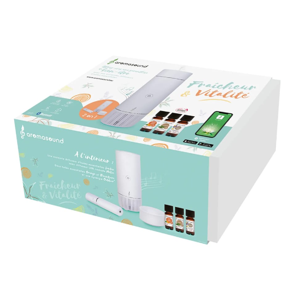 AROMASOUND Coffret Fraîcheur et Vitalité Enceinte Bluetooth Lantao avec Humidificateur Blanc — image 4