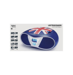 BigBen Connected Lecteur CD/Radio FM et MP3 CD58 à Motif Drapeau Anglais Bleu / Rouge