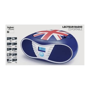 BigBen Connected Lecteur CD/Radio FM et MP3 CD58 à Motif Drapeau Anglais Bleu / Rouge — image 5