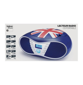 BigBen Connected Lecteur CD/Radio FM et MP3 CD58 à Motif Drapeau Anglais Bleu / Rouge