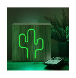 Color Block Enceinte Bluetooth 15W Néon Lumineuse L avec Charge Induction Cactus ColorLight Vert