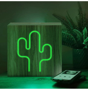 Color Block Enceinte Bluetooth 15W Néon Lumineuse L avec Charge Induction Cactus ColorLight Vert