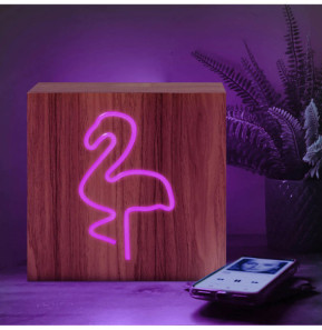 Color Block Enceinte Bluetooth Néon Lumineuse L Charge Induction Flamingo ColorLight Rose