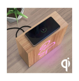 Color Block Enceinte Bluetooth Néon Lumineuse L Charge Induction Flamingo ColorLight Rose