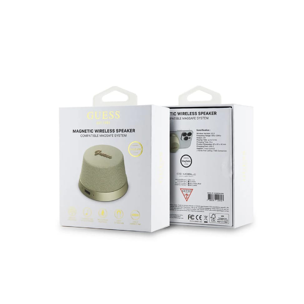Guess Enceinte Bluetooth 5.3 3W Compatible MagSafe avec Micro et Réducteur de Bruit Dorée — image 3