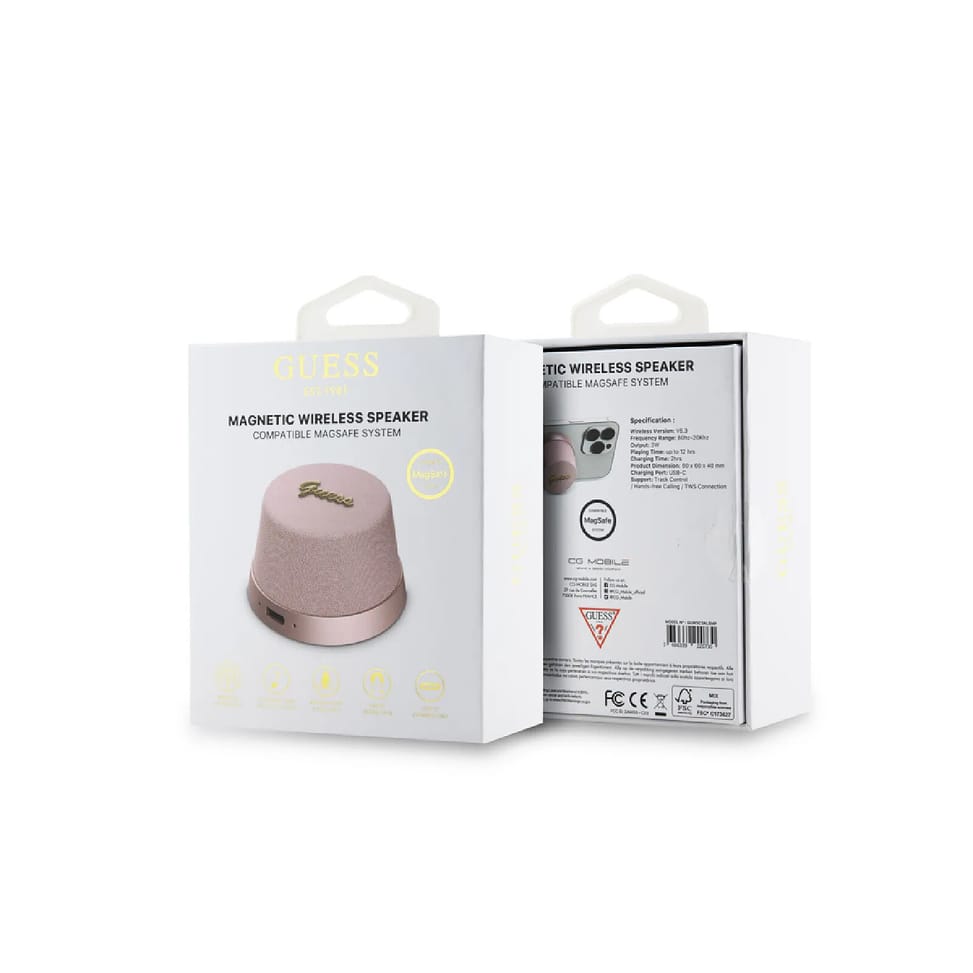Guess Enceinte Bluetooth 5.3 3W Compatible MagSafe avec Micro et Réducteur de Bruit Rose — image 3