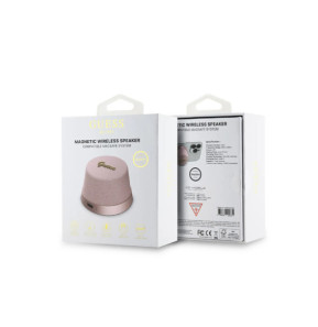Guess Enceinte Bluetooth 5.3 3W Compatible MagSafe avec Micro et Réducteur de Bruit Rose