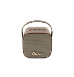 Guess Enceinte Bluetooth 5.3 Compacte 5W avec Sangle de Transport en Cuir Motif 4G Marron