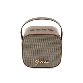 Guess Enceinte Bluetooth 5.3 Compacte 5W avec Sangle de Transport en Cuir Motif 4G Marron