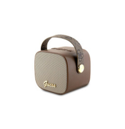 Guess Enceinte Bluetooth 5.3 Compacte 5W avec Sangle de Transport en Cuir Motif 4G Marron