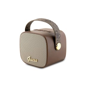 Guess Enceinte Bluetooth 5.3 Compacte 5W avec Sangle de Transport en Cuir Motif 4G Marron — image 2
