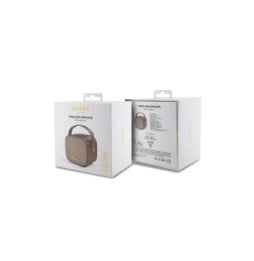 Guess Enceinte Bluetooth 5.3 Compacte 5W avec Sangle de Transport en Cuir Motif 4G Marron