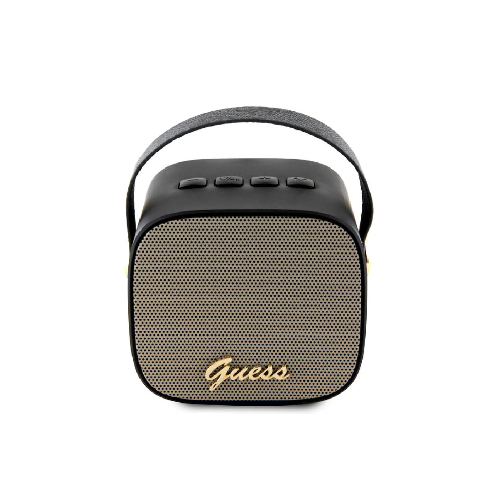 Guess Enceinte Bluetooth 5.3 Compacte 5W avec Sangle de Transport en Cuir Motif 4G Noir