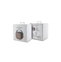 Guess Enceinte Bluetooth 5.3 Compacte 5W avec Sangle de Transport en Cuir Motif 4G Noir