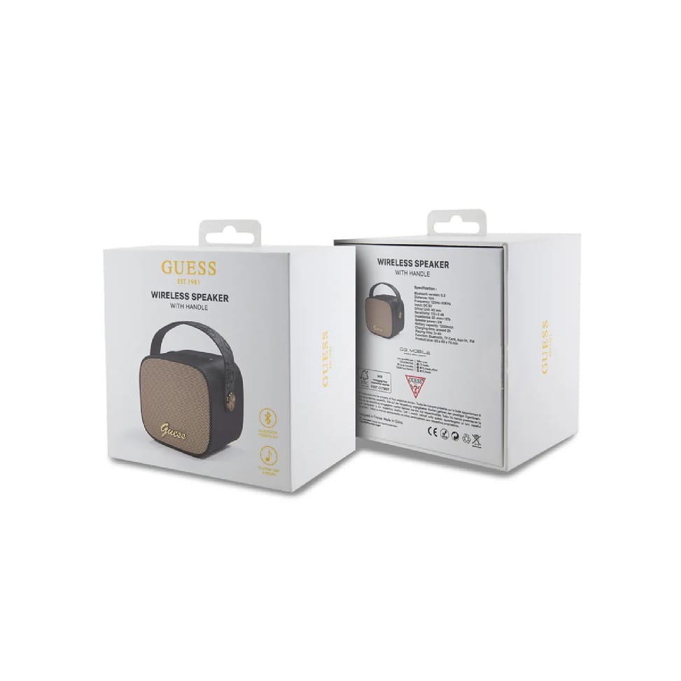 Guess Enceinte Bluetooth 5.3 Compacte 5W avec Sangle de Transport en Cuir Motif 4G Noir — image 3